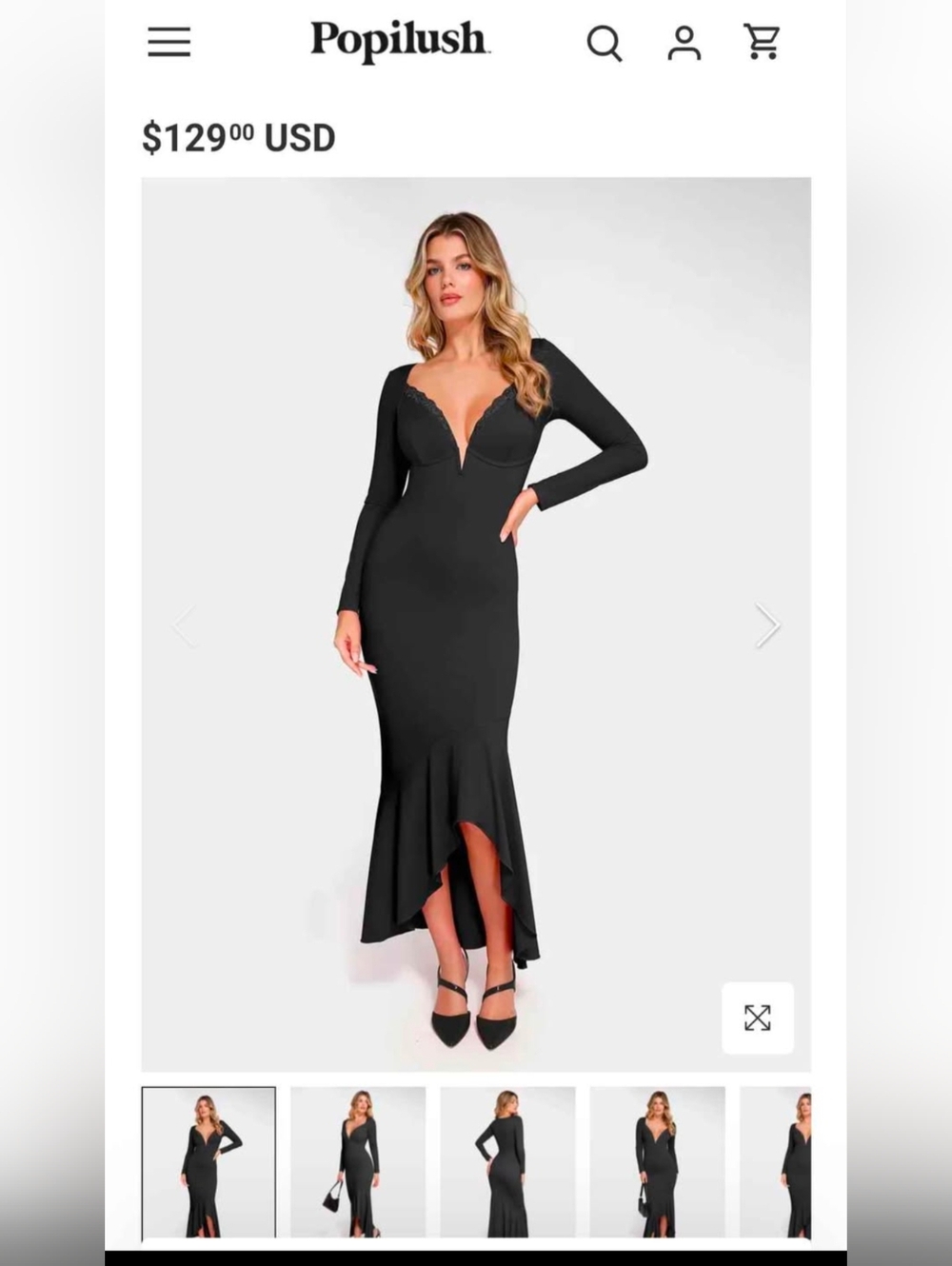 Long Black Popilush Dress